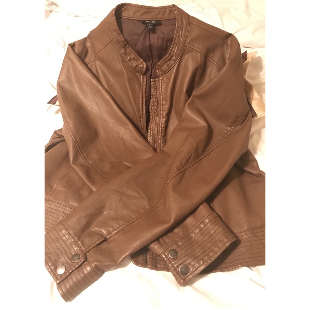 Faux Brown Leather Jacket